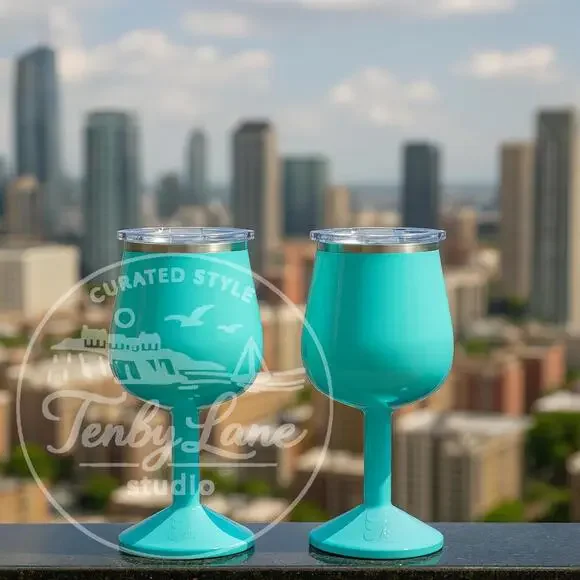 ORCA Vino 15oz Seafoam Wine Cups w/ Lid 2 Pack Insulated Stainless Steel - Picture 3 of 9